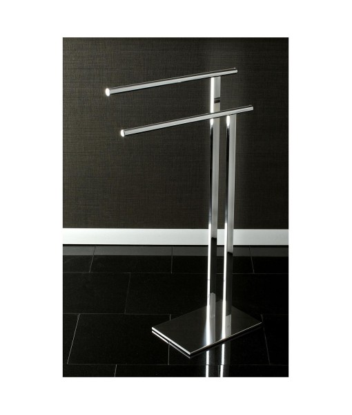 Double L Shape Pedestal Towel Holder in Polished Chrome