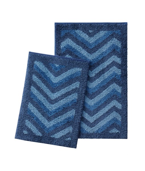 2 Piece Ultra Soft Non Slip Shaggy Bath Rug - Chevron Design - Large & Small